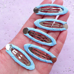 Baby Snap Clip Blanks | Kawaii Hair Clip with Grosgrain Ribbon | Infact Jewelry Making (Sky Blue / 5 pcs / 17mm x 49mm)