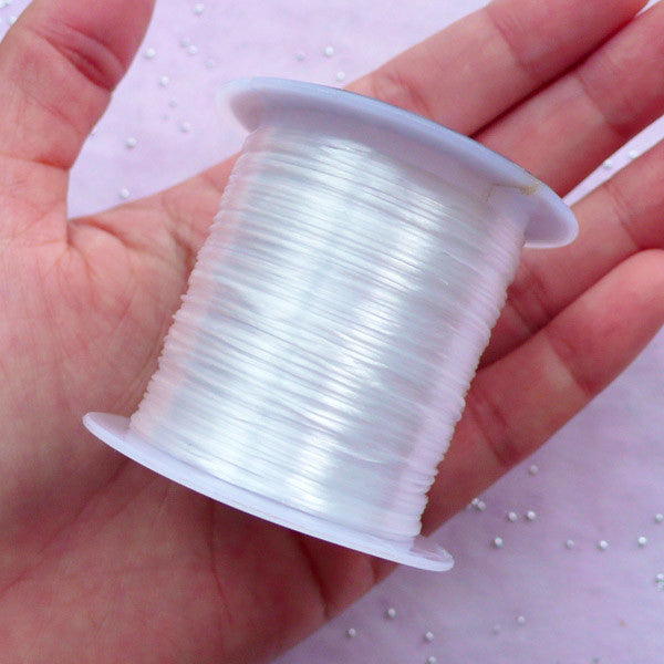 Elastic String, Clear Beading Cord, Strong & Stretchy Thread, 0.8mm, MiniatureSweet, Kawaii Resin Crafts, Decoden Cabochons Supplies