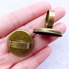25mm Adjustable Bezel Ring Setting | Round Bezel Ring Blanks | Cameo Bezel Setting | Jewelry Mountings (2 pcs / Antique Bronze)