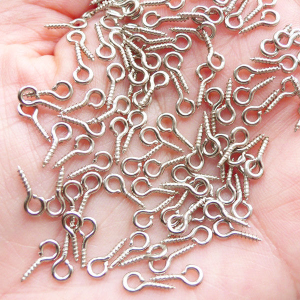 Small Mini Screw Eyes Pin Tiny Screw in Hooks Jewelry Metal Ring