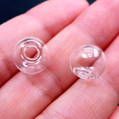 10mm Glass Bubble | Mini Glass Globe | Tiny Glass Ball | Handmade Glass Orb Supplies | Terrarium Pendant & Earring Making (2pcs)