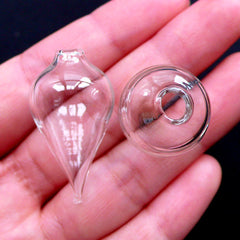 Teardrop Glass Bubble Pendant Making | Clear Glass Vial Bottle | Bubble Necklace DIY | Terrarium Jewelry (2pcs / 18mm x 30mm)