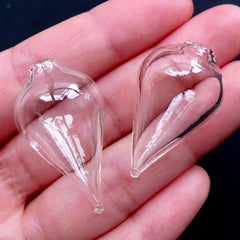 Teardrop Glass Bubble Pendant Making | Clear Glass Vial Bottle | Bubble Necklace DIY | Terrarium Jewelry (2pcs / 18mm x 30mm)