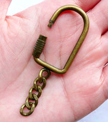 Bronze Key Rings with Screw Lock & Chain | Keyring & Keychain Making | Zakka Jewellery Findings Supplies (4pcs / Antique Bronze / 22mm x 68mm)