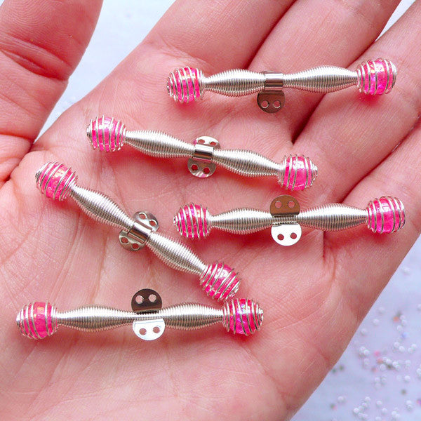 Spring Hair Clip Findings | Pull and Clip Hairclips | Toddler Hair Accessories Making | Baby Hair Jewellery Supplies | Hair Bow DIY (5pcs / Dark Pink / 6mm x 40mm)