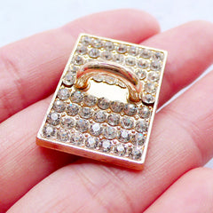 Phone Charm Holder | Luxury Phone Case Hook Cab | Phone Case Accessories | Charm Connector | Bling Bling Decoden Supplies | Sparkle Phone Embellishment (1 piece / Gold / 17mm x 19mm)