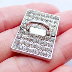 Phone Case Hook Cab | Phone Case Charm Connector | Sparkle Phone Case Accessories | Charm Holder | Luxury Decoden Supplies | Bling Bling Phone Embellishment (1 piece / Silver / 19mm x 27mm)