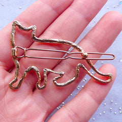Cat Open Back Bezel Hair Clip for UV Resin Jewelry DIY | Kawaii Hair Findings | Deco Frame for Resin Filling | Hollow Bezel Bases for Resin Art | Animal Jewellery (1 piece / Gold / 53mm x 36mm)