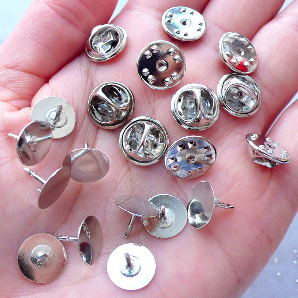 Pin Back 1-3/8 Silver Plated (10-Pcs)