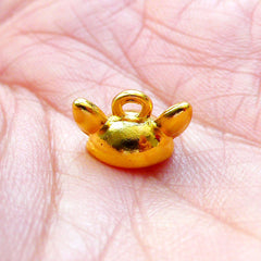 Mini Animal Ears Bead Cap with Loop | Small Pearl Cup | Glue On Bail for Glass Globe Bubble | Kawaii Craft Supplies (1 piece / Gold)