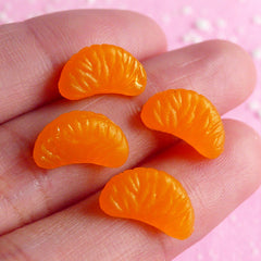 Miniature Orange Slice Cabochon (4pcs / 8mm x 13mm) Kawaii Dollhouse Fruit Sundae Toppings Faux Sweets Deco Fake Food Craft Decoden FCAB006