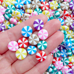 Peppermint Candy Polymer Clay Cabochons | Kawaii Christmas Candy Cabochon | Sweets Deco | Decoden Supplies (10 pcs by Random / 10mm / Thick Type)