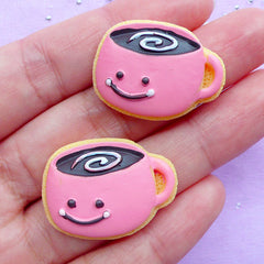 Kawaii Sugar Cookie Cabochons in Coffee Cup Shape | Miniature Cookies | Fake Dessert Cabochon | Decoden Phone Case | Sweet Deco Supplies (2pcs / 28mm x 21mm / Flat Back)