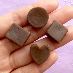 Fake Chocolate Assortment | Faux Food Cabochons | Kawaii Sweet Deco Supplies | Decoden Phone Case (4pcs / 15mm to 19mm)