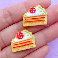 Cake Sugar Cookie Cabochons | Dollhouse Sweet Cabochon | Doll Food Jewellery Supplies | Kawaii Decoden Supplies (2pcs / 21mm x 17mm / Flat Back)