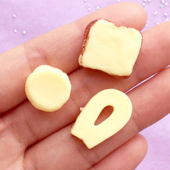 Dollhouse Miniature Bread Cabochons | Mini Food Craft Supplies | Fake Sweet Decoden | Kawaii Phone Case Deco (3pcs / 15mm to 21mm)