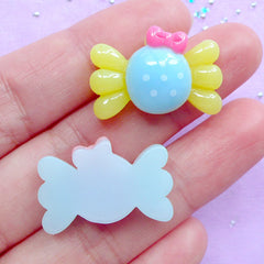Assorted Candy Cabochon | Kawaii Resin Cabochons | Decoden Phone Case | Sweet Deco (6pcs / Colorful Mix / 24mm x 16mm / Flat Back)
