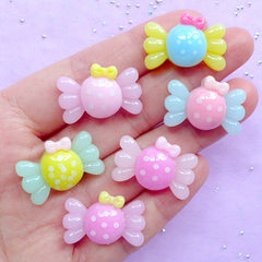 Assorted Candy Cabochon | Kawaii Resin Cabochons | Decoden Phone Case | Sweet Deco (6pcs / Colorful Mix / 24mm x 16mm / Flat Back)