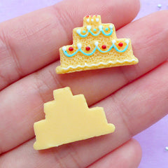 Wedding Cake Sugar Cookie Cabochons | Birthday Cake Cabochon | Miniature Food Jewellery DIY | Kawaii Supplies (2pcs / 22mm x 14mm / Flat Back)