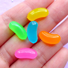 Fake Jelly Candy Cabochons in 3D | Kawaii Decoden Cabochon | Sweets Deco | Faux Food Jewelry Supplies (5 pcs / Colorful Mix / 7mm x 15mm)