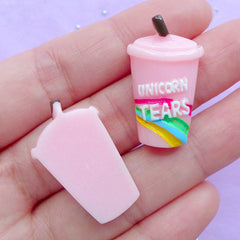 Unicorn Tear Drink Cabochons | Kawaii Phone Case Decoden | Cute Jewelry Making | Resin Cabochon Supplies (2pcs / Light Pink / 17mm x 28mm / Flat Back)