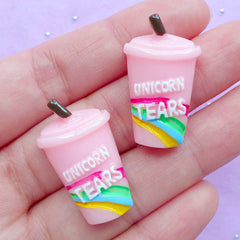 Unicorn Tear Drink Cabochons | Kawaii Phone Case Decoden | Cute Jewelry Making | Resin Cabochon Supplies (2pcs / Light Pink / 17mm x 28mm / Flat Back)