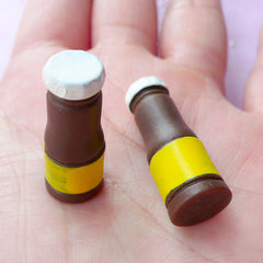 Miniature BBQ Sauce Bottle Cabochon | Dollhouse Oyster Sauce | Doll House Food (2pcs / 10mm x 26mm)