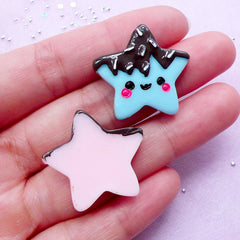 Kawaii Decoden Cabochons | Chocolate Star Face Cabochon (5 pcs / 26mm x 25mm)