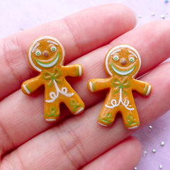 Decoden Cabochons | Gingerbread Man Cabochon | Sweets Deco Supplies (2pcs / 19mm x 25mm)