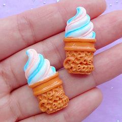 Ice Cream Resin Cabochons | Sweet Deco Supplies | Kawaii Phone Case | Sweets Decoden Cabochon (2pcs / 15mm x 30mm / Flat Back)