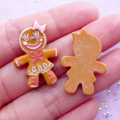 Gingerbread Man Cabochons | Christmas Decoration | Kawaii Sweets Deco Supply (2pcs / 19mm x 27mm)