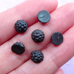 Miniature Black Raspberry Cabochons | Fake Fruit Toppings | Dollhouse Dessert Making (6pcs / 7mm x 4mm)