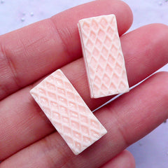 Strawberry Wafer Biscuit Cabochons | Decoden Cabochons | Kawaii Phone Case Sweets Deco (Pink / 2pcs / 10mm x 21mm)