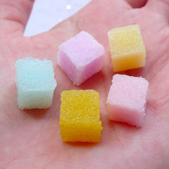 Kawaii Pastel Food Cabochons | Fake Sugar Cube Cabochons | Sweets Deco Supply (Assorted Pastel Colors / 5 pcs / 11mm x 12mm)
