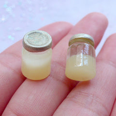 Dollhouse Jar Cabochons | Miniature Food Bottle in 3D | Fake Food Jewelry DIY | Doll House Crafts (2 pcs / 10mm x 14mm)