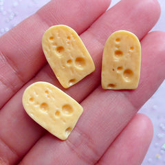 Miniature Cheese Cabochons | Dollhouse Food Craft Supplies | Fake Sweets Deco Cabochon | Kawaii Phone Case Decoden (3 pcs / 11mm x 16mm)