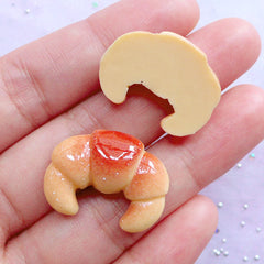 Croissant Cabochons | Dollhouse Bread Cabochon | Miniature Food Cabochon | Kawaii Decoden Pieces (2pcs / 23mm x 18mm)