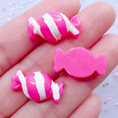 CLEARANCE Candy Cabochons | Kawaii Sweets Deco Supplies | Decoden Phone Case | Resin Food Cabochon | Novelty Jewellery DIY | Cute Planner Paper Clip Making (3pcs / Dark Pink / 11mm x 20mm / Flat Back)