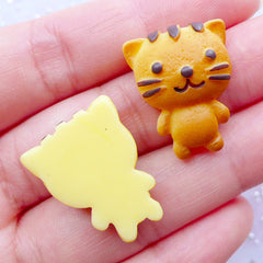 Animal Cookie Cabochons | Kawaii Kitty Cat Cookie Embellishments | Faux Food Cabochon | Fake Sweets Deco | Cute Decoden Pieces | Planner Paper Clip DIY (2pcs / 18mm x 22mm / Flatback)