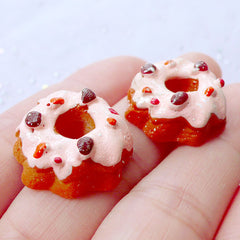 Sweets Deco Pieces | Resin Doughnut Cabochons | Kawaii Miniature Donut Cabochon | Decoden Phone Case DIY | Doll Food Supplies | Fake Mini Desserts (2 pcs / 21mm x 8mm / Flat Back)