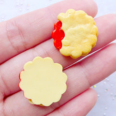 Sweets Deco Supplies | Round Biscuit Cabochons | Scalloped Cookie Cabochon | Kawaii Decoden Pieces | Resin Food Cabochons | Fake Food Crafts | Phone Case Decoration (2 pcs / 21mm x 6mm / Flat Back)
