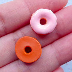 Dollhouse Miniature Donut Cabochons | Kawaii Doughnut Cabochon | Decoden Pieces | Sweet Deco | Doll Food | Fake Food Jewelry Supplies (4 pcs / Pink & Blue / 13mm / Flatback)