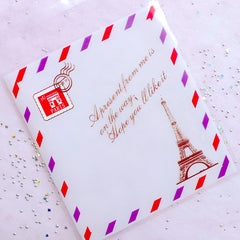 Paris Eiffel Tower Postcard Gift Bags | Self Adhesive Plastic Bags | Cookie Cello Bags | Packaging Supplies (10cm x 11cm / 20pcs)