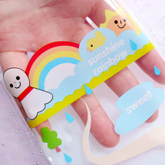 Kawaii Gift Bags | Happy Weather Plastic Gift Bags | Self Adhesive Cello Bags | Treat Bags Supplies (10cm x 11cm / 20pcs)