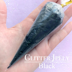 Jelly Decoden Cream with Glitter | Glittery Whipped Cream | Fake Whip Cream | Sweets Deco | Kawaii Goth Phone Case (50g / Black)
