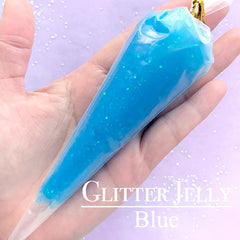 Kawaii Jelly Whip Cream with Glitter | Glittery Translucent Deco Cream | Deco Case Supplies | Decoden Whipped Cream (50g / Blue)