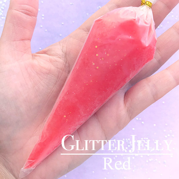 Halloween Decoden Cream with Glitter | Glittery Jelly Deco Cream | Fake Whipped Cream | Creepy Phone Case Decoration (50g / Bloody Red)