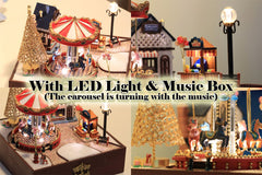 Dollhouse Carousel Kit with Music Box and LED Light | Miniature Amusement Park | Family Crafting Ideas | Handmade Gift
