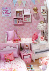 Miniature Kit with Furniture in 1:24 Scale | Dollhouse Bedroom with LED light | Kawaii Crafts