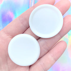 Round Dollhouse Plates | White Miniature Tableware Cabochon | Mini Dish | Doll House Food Craft (2 pcs / 35mm x 4mm)